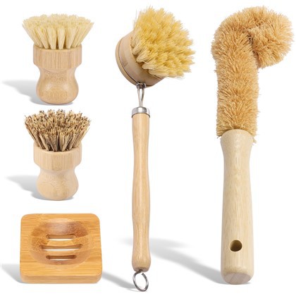 Praktisches Spülbürstenset aus Bambus